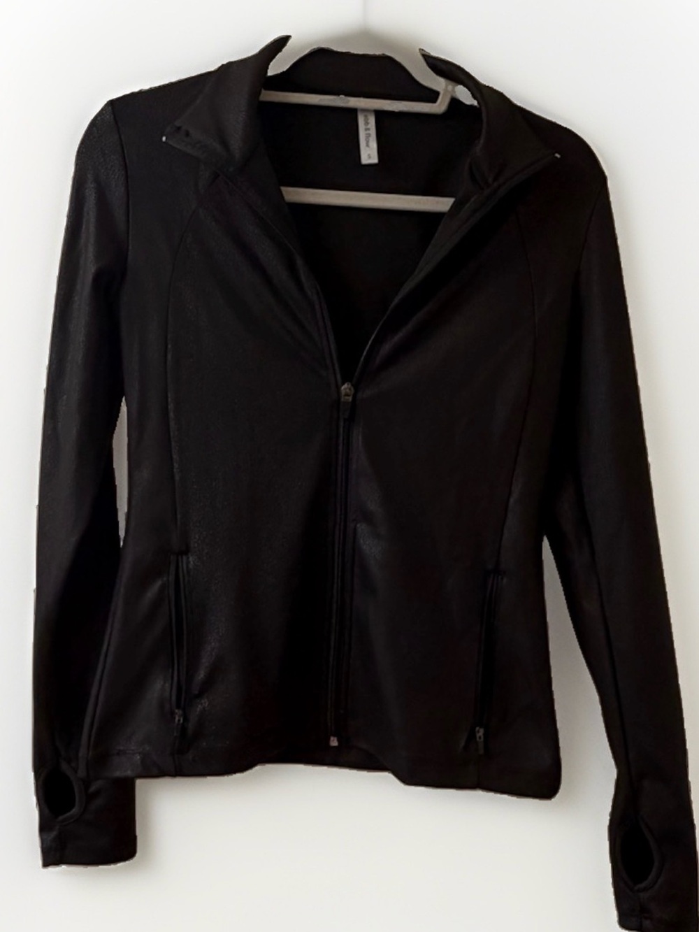 Ebb & Flow Metallic Animal Print Zip Front Athletic Jacket - Small